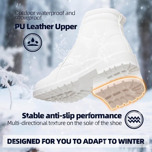 ⚡Women's White Winter Ankle Boot Warm Faux Fur Lining Zipper Non Slip Waterproof - Picture 4 of 6